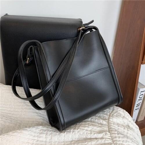 Vintage Simple Bucket Shoulder Bags For Women Designer Brand Large Capacity Female Tote Shopping Underarm Ladies Handbags 2021