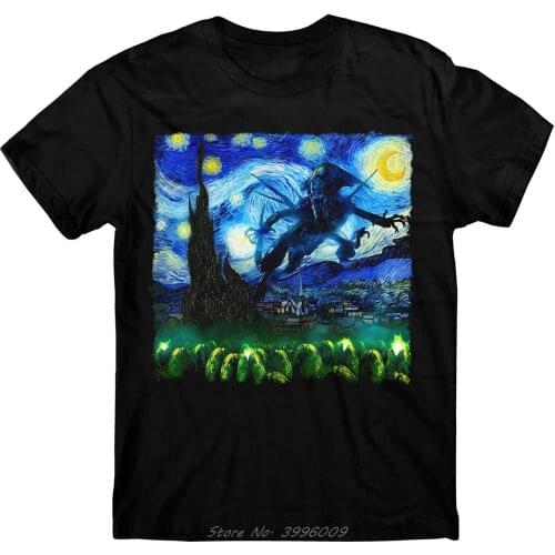 Xenomorph T Shirt Starry Night T Shirt Alien Covenant Aliens Predator Space Fashion Summer Short Sleeve Cotton Tshirt Streetwear