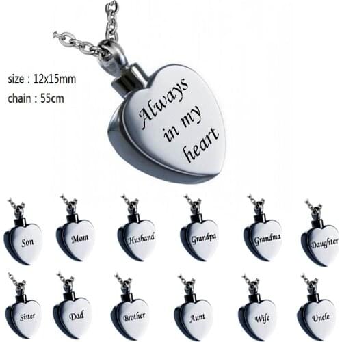 Stainless steel heart custom name cremation jewelry for ashes necklace Lockets pendant fashion jewelry