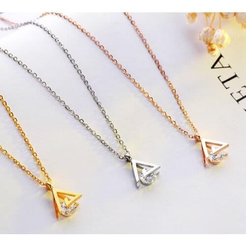 Fashion Jewelry Cute Eife Tower A CZ Necklaces Bijoux Femme Stainless Steel Chain For Women Birthday Gift
