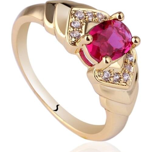 Women Gold Color Ring with 5x7mm Oval Stone Jewelry Sizes Nice Gift R120