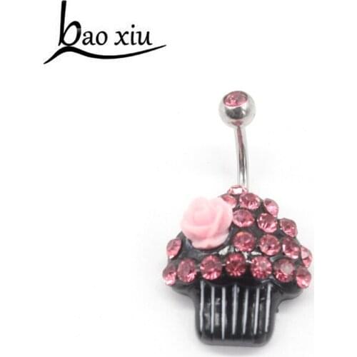 1 Pcs Sexy Womens Popular Special Body Piercing Navel Body Jewelry Dangle Flower Crystal Navel Bell Button Rings