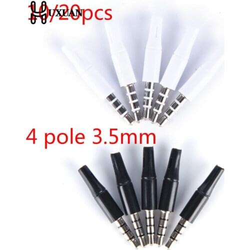 10/20pcs 3.5mm Stereo Headset Plug Jack Outlet 2.5mm 4 Pole 3.5 Audio Plug Jack Adaptor Connector For Iphone White And Black