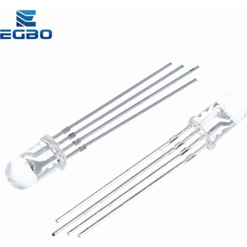 10PCS EGBO 5mm RGB LED Common Cathode Tri-Color Emitting Diodes f5 RGB Diffused