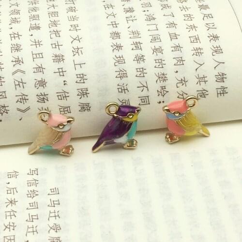 10pcs 14x17mm enamel bird charm animal for jewelry making and crafting fashion necklace bracelet charm earring pendant