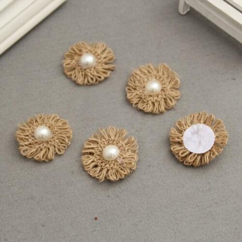 10pcs/set DIY Handmade Newborn Headband Burlap Flowers Hair Jute Flowers Wedding Party Decoration Home Ornaments Supply