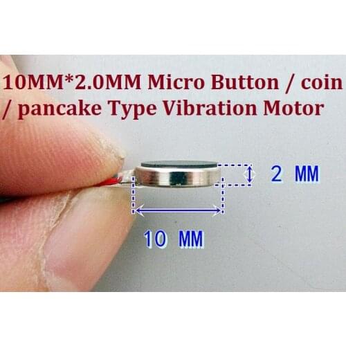 100pcs/lot 10MM*2.0 MM Micro Button / coin / pancake Type Vibration Motor 2 V-5 V High Magnetic and Vibratory sensation