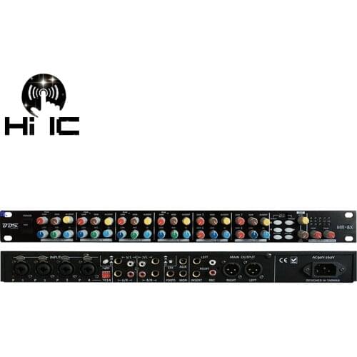 1U Rack MR-8X A Digital Audio Mixer Console Speaker Amplifier Microphone