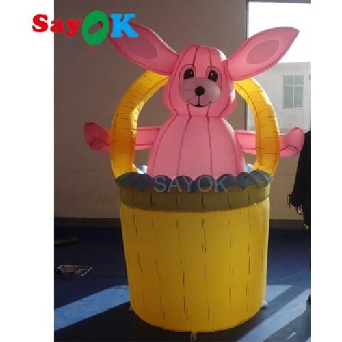 2m(6.56ft) Tall Inflatable Easter Bunny Inflatable Rabbit with Egg and Carrot for Easter Decoration
