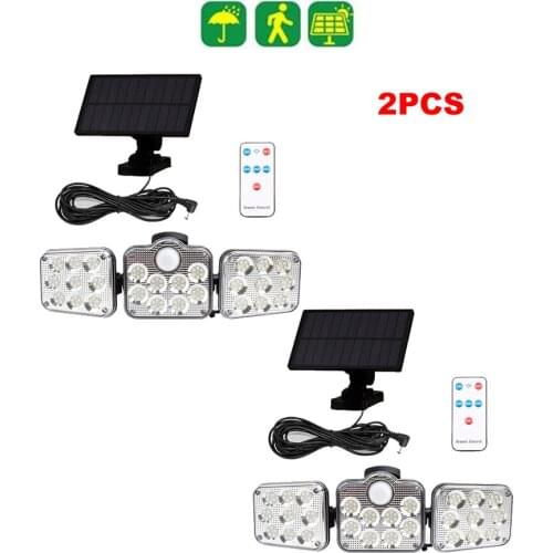 2pcs 138 led seperable remote 3 Modes Solar Light Outdoor Solar Lamp PIR Motion Sensor Wall security Light Waterproof Garden Dec