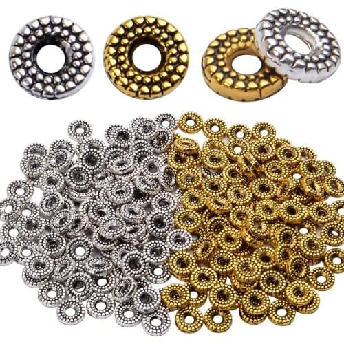 200pcs 8mm Antique Alloy Spacer Beads Metal Loose Beads Jewelry Findings Accessories for DIY Crafts Necklace Bracelets, 2 Colors
