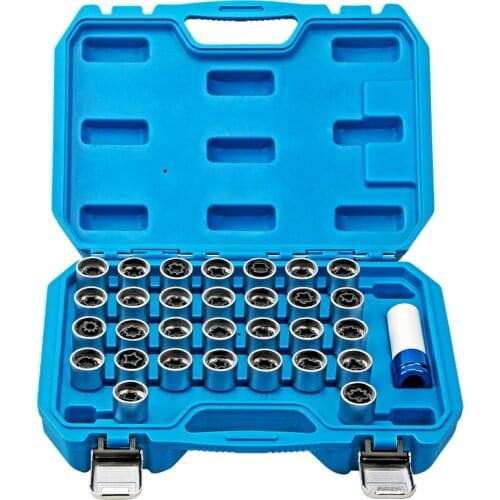 31PCS Car Locking Nut Key Wheel Nut Removal Tool Key Socket Anti-Theft Screw Sleeve Wheel Lock Screws For Mercedes-Benz