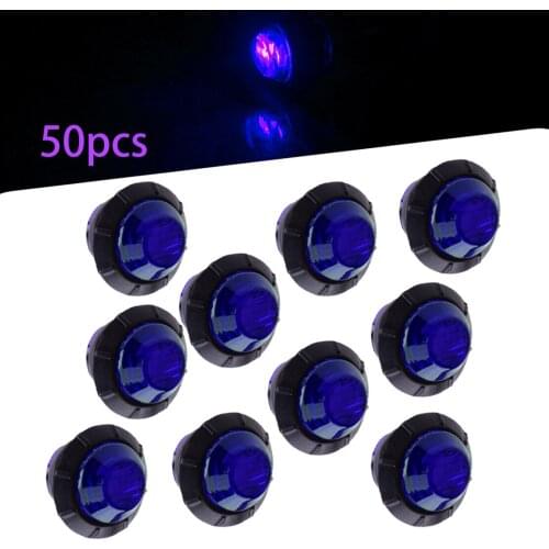 50pcs 12V Car Blue 3/4" Round 3 LED Side Bullet Marker Light Fit for Trailer Truck RV Ute UTV Boat Caravan Waterproof IP67