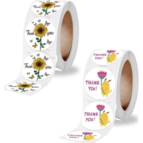 500pcs Sunflower Thank You Stickers Seal Labels Handmade Sticker for Candy Gift Box Packing Bag Thanks Stickers