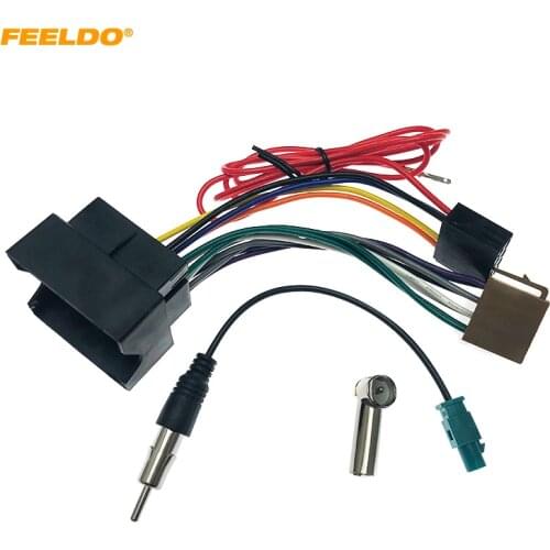 FEELDO Car Stereo Audio ISO Wiring Harness Cable For Peugeot 207 307 307CC 407 For Citroen C2 C5 Radio Antenna Wire Adapter