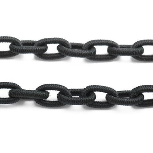 1Strand Black Tone Handmade Silk Cross Chains Loop, about 6.8~7.2mm wide, 9.8~10.2mm long, 2mm thick; about 25~27" long