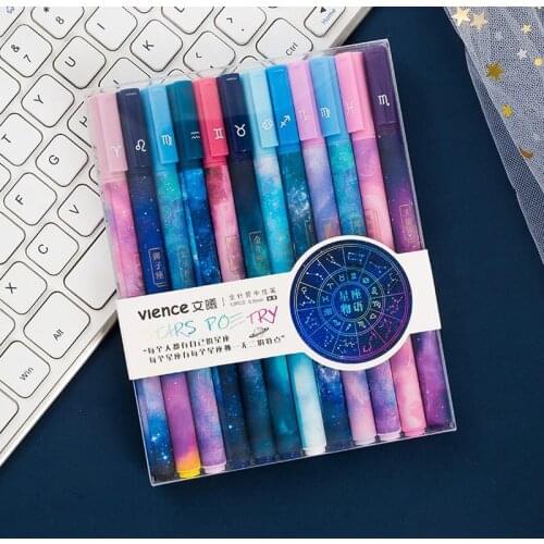 12 pcs/box Novelty Constellation Series Gel Pen Creative Starry Sky Neutral Pens School Student Writing Pens Stationery Gifts