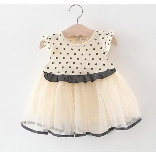 2019 Baby girls summer mesh dress Kids cute short sleeve polka dots print princess dress for infant girls 1-2 Years