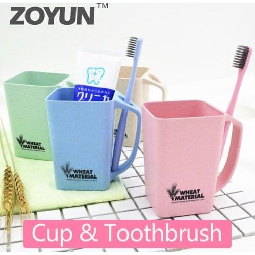 2 In 1 Toothbrush Holder Cup Candy Color Fashion Couple Transparent Washing Gargle Mug Bathroom
