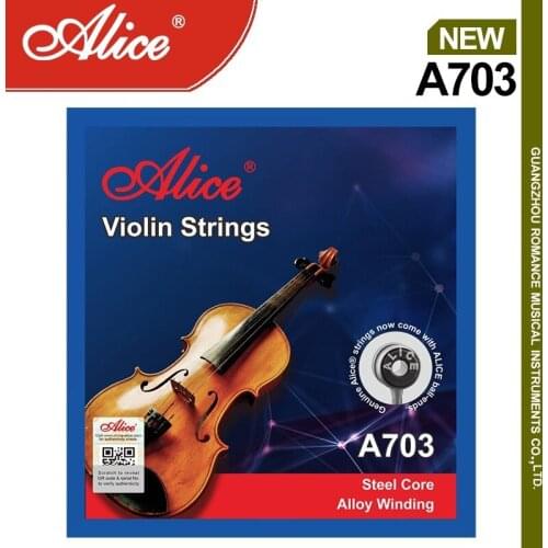 Alice A703 Violin Sting Set, Plated Steel Plain String, Steel Core, Alloy Winding