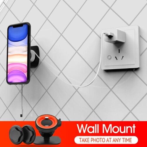 Wall clip For iPhone 11 Pro Max XR 8 SE Wall Mount Holder Adhesive Stand for Tablet Stand,for Office, Kitchen, Wall (Black)