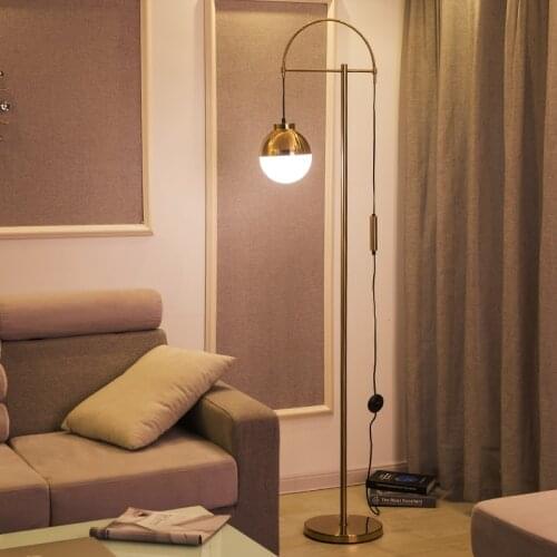 Nordic floor lamp modern simple living room gold iron glass ball light luxury bedroom bedside lamp study office lamp