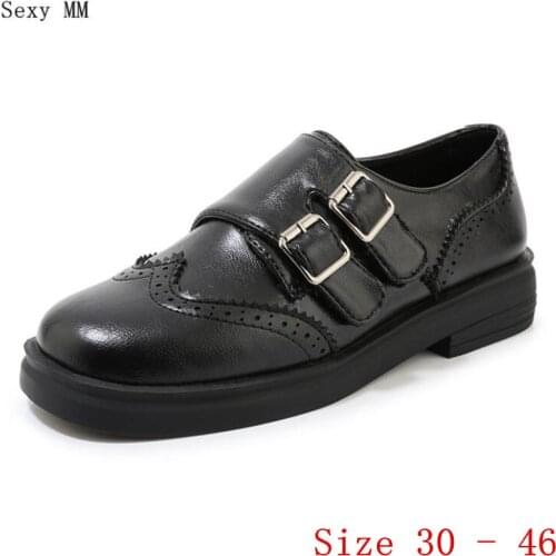 Slip-On Women Oxfords Brogue Shoes Loafers Flats Woman Casual Flat Shoes Small Plus Size 32 33 - 40 41 42 43 44 45 46