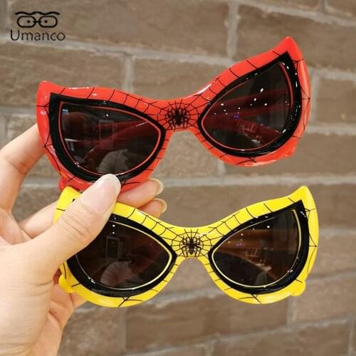 Colorful Spiderman Sunglasses for Children Oversized Cat Eye Kids Glasses PC Frame AC Lens Boys Girls Photography Travel Gift