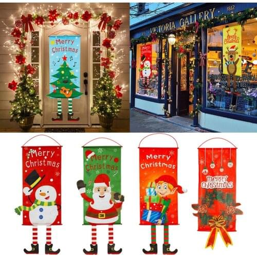 Merry Christmas Porch Door Banner Hanging Ornament for Home Christmas Decoration 2021 New Year Supplies Navidad