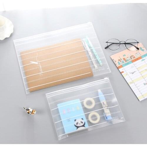 PVC A4 A5 Clear Transparent Plastic Waterproof Stationery Case Zipper Bag Pouch