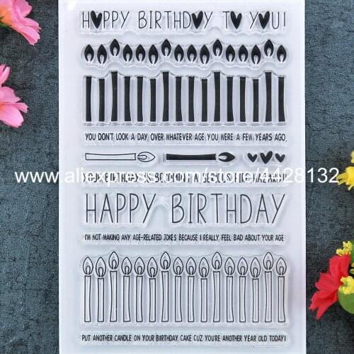 HAPPY BIRTHDAY Candle Scrapbook DIY photo cards rubber stamp clear stamp transparent stamp 11x16cm 9020202