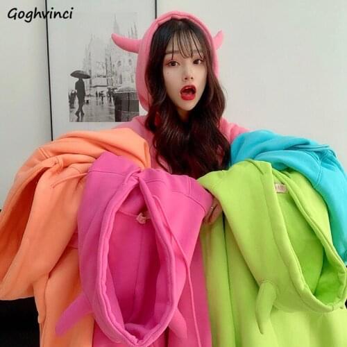 With Hat Hoodies Women Three-dimensional Decoration Cute Thicken Hooded Sweatshirts Female Kawaii Various Colors Loose Designer