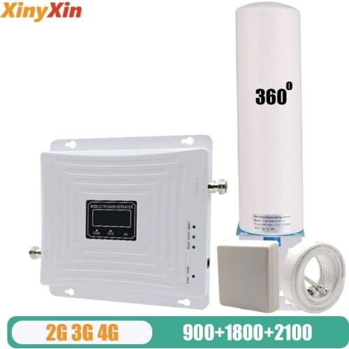 GSM 2G 3G 4G Signal Amplifier Tri Band Mobile Cell Phone Booster 900 1800 2100 Cellular Signal Repeater LTE 4G Amplifier Set