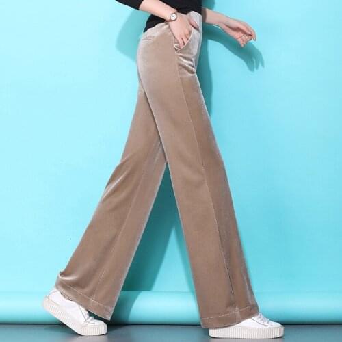 Corduroy Wide Leg Women 2020 Autumn Winter Warm Elastic High Waist Casual Fashion Trousers Female Velvet Pants Plus Size