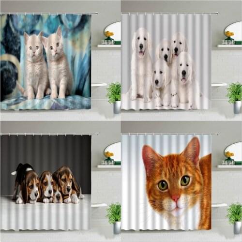 Creative cute cats and dogs Curtains curtains in the room Bath mat Curtains in the bathroom Shower curtain bathroom Bath curtain