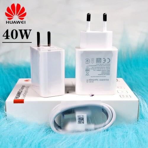 Huawei 40W Charger UK EU SuperCharge P30 pro fast charge adapter type C cable For Huawei P30 pro P40 Mate 30 20 pro V30