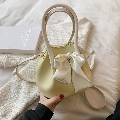 Bow Scarves Tote bag Bucket Bag 2021 Summer New High-quality PU Leather Womens Designer Handbag Chain Shoulder Messenger Bag