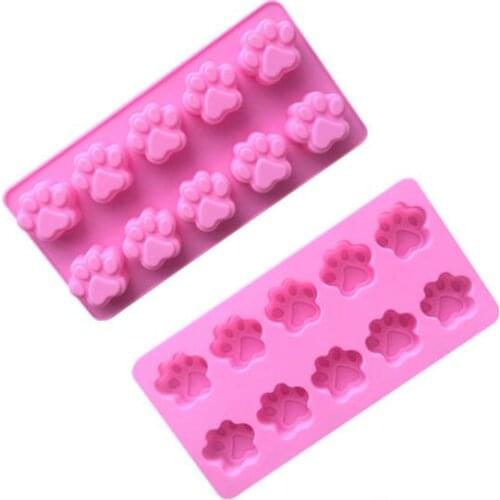 10 Cavity Paw Print DIY Silicone Non Stick Cake Bread Mold Chocolate Candy Mould Home Kitchen Baking Tool LX1513