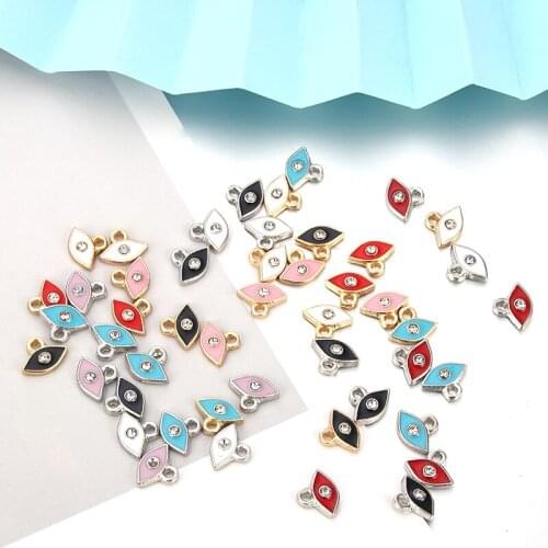 10pcs/lot 7.5x9.5mm Multicolor Enamel Evil Eye Charms For Handmade Bracelet Necklace Earrings DIY Accessories Jewelry Making
