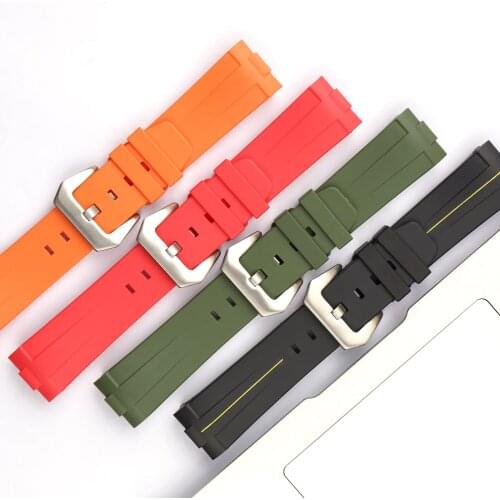 24mm curved Pin Buckle Rubber Strap Men and Women Accessories For Panerai Waterproof Strap PAM441 312 359 111 438 Watchbands
