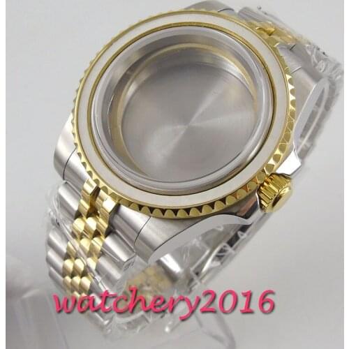 40mm Stainless Steel Gold Watch Case + Jubilee Watch Bracelet Fit ETA 2836 MIYOTA Movement