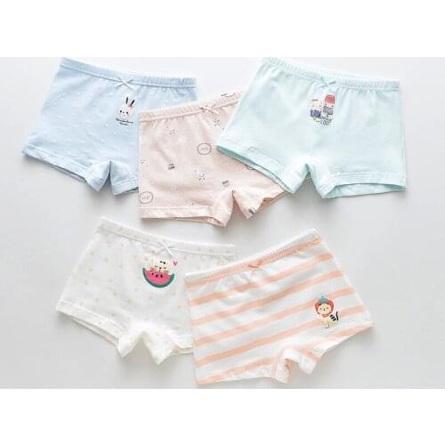 5Pcs/lot Girls Cotton Boxer Briefs Girl Panties Girls Boxer Shorts Childrens Panties Kids Underwear For 2-14 Years GU220