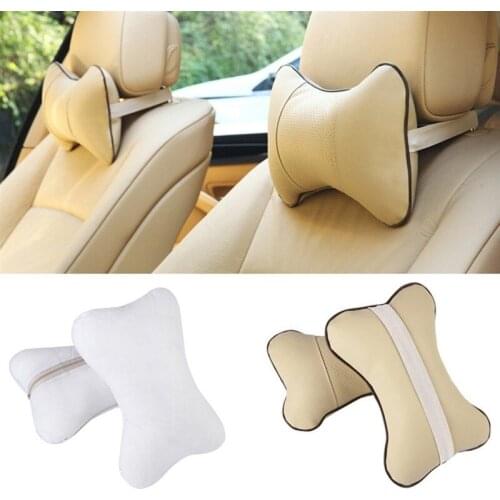 Car Neck Pillows PU Leather Head Support Protector Black/Red Universal Headrest Backrest Cushion Easy Install And Clean