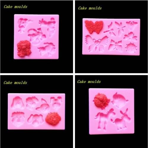 Butterfly worm, sheep, pig *, donkey, dog modeling, cake mold, DIY chocolate baking tool, liquid silicone sugar molds WMJ-896