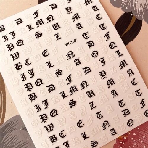 English letters A to Z Alphabet series 3D Back glue Nail decal Nail sticker Nail decoration Nail art Nail tool Nail ornament