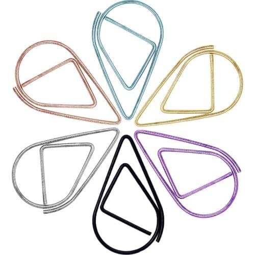 Water Drop Shape Paper Clips Metal Cute Bookmarks Stationery Marking Clip Book Markers for Office School Dressmaker Pins Sewing
