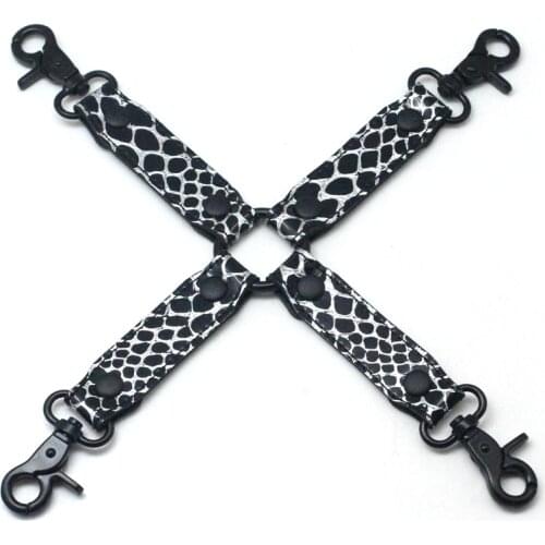 Black Stone Patterened PU Hogtie And Black Hardware BDSM Bondage Flirting Fetish Sex Toy