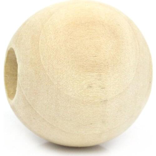 Wood Spacer Beads Round Ball Natural 25mm Dia,Hole:Approx 10mm,5PCs new