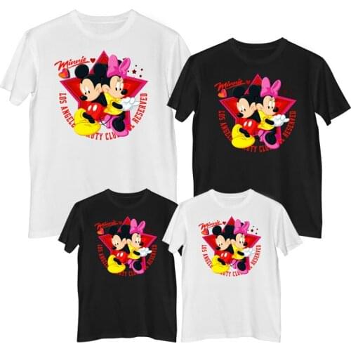 Disney Mickey Mouse Minnie Mouse T shirt Summer Comfortable 100% cotton Fashion Women tee shirt T-shirt for girls mother kids