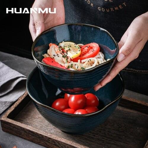 Ceramic Porcelain Bowl Kiln Variant Irregular Shape Instant Noodle Soup Bowl Restaurant Tableware